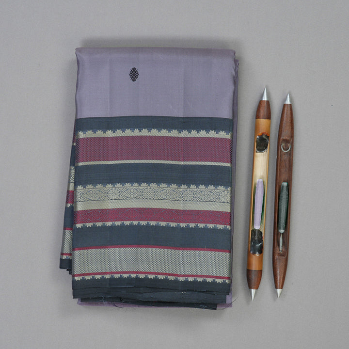 Hayagrivas Handloom Mild Lavendar Kanjivaram Silk Saree with Dark Grey Border KBF136D10-16