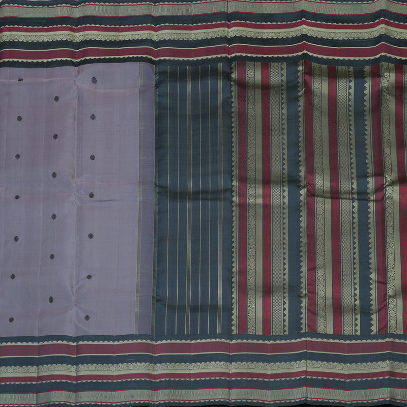 Hayagrivas Handloom Mild Lavendar Kanjivaram Silk Saree with Dark Grey Border KBF136D10-16