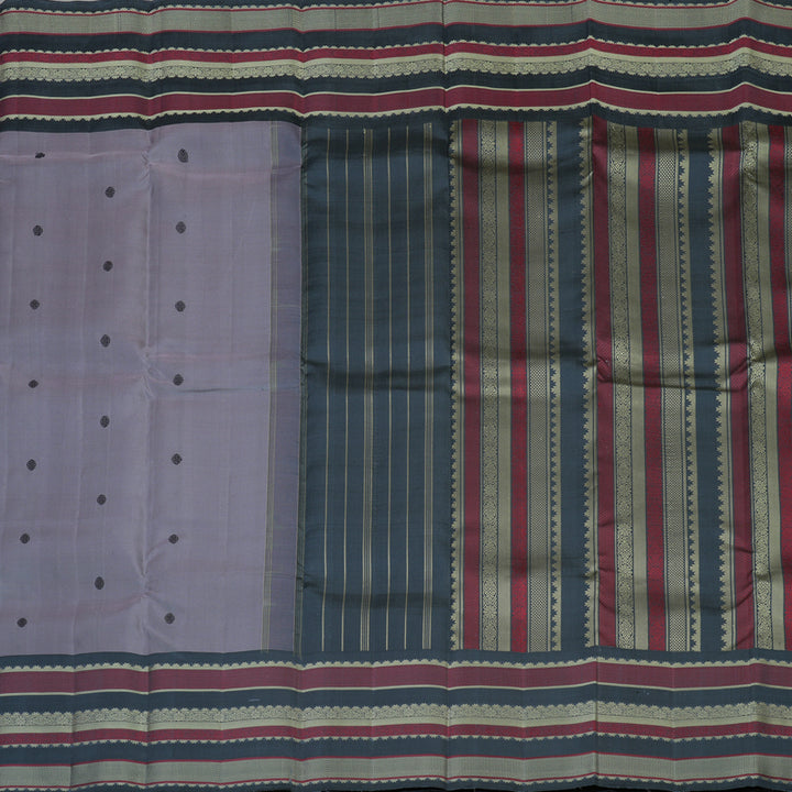 Hayagrivas Handloom Mild Lavendar Kanjivaram Silk Saree with Dark Grey Border KBF136D10-16