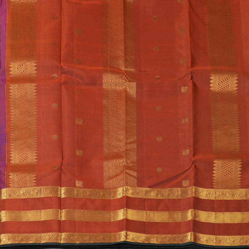 Hayagrivas Handloom Violet Kanjivaram Silk Saree with Rust Border KBF136D10-17