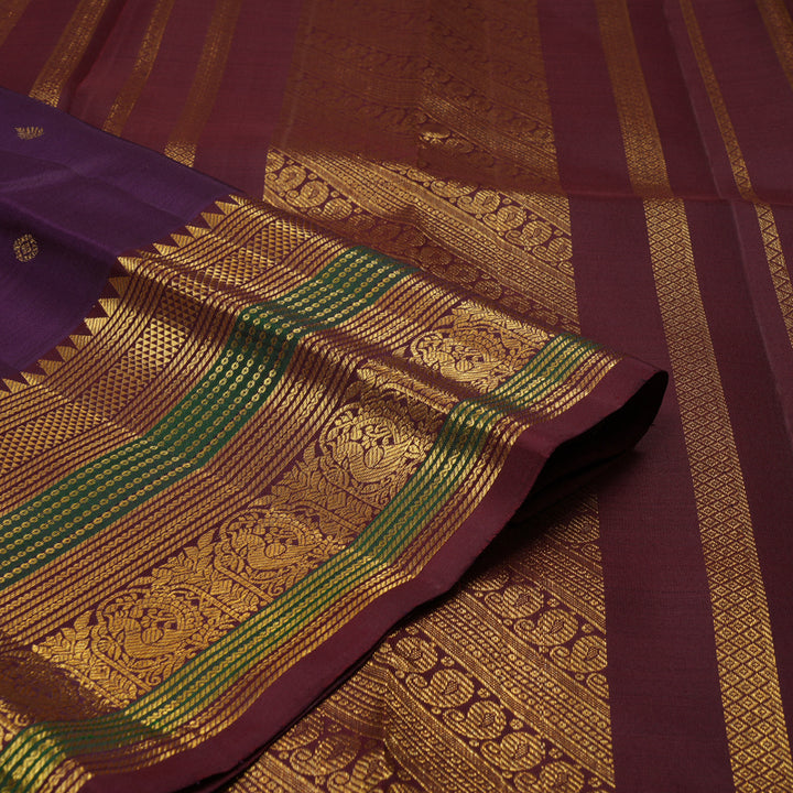 Hayagrivas Handloom Nagapazham Kanjivaram Silk Saree with Deep Snuff Border KBF136D10-5