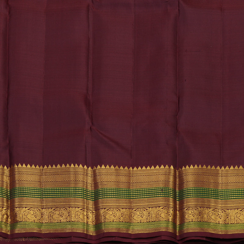 Hayagrivas Handloom Nagapazham Kanjivaram Silk Saree with Deep Snuff Border KBF136D10-5