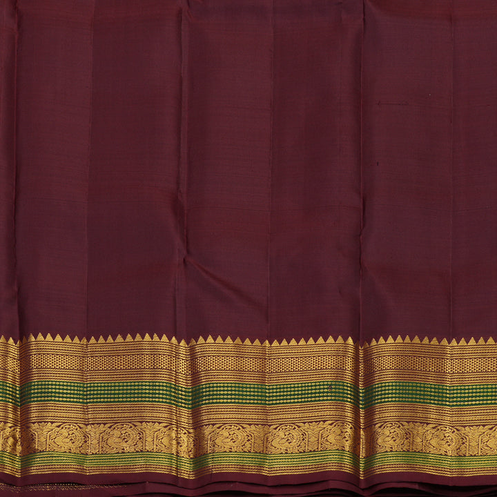 Hayagrivas Handloom Nagapazham Kanjivaram Silk Saree with Deep Snuff Border KBF136D10-5