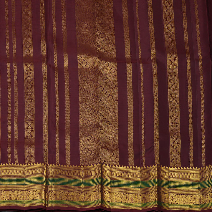 Hayagrivas Handloom Nagapazham Kanjivaram Silk Saree with Deep Snuff Border KBF136D10-5