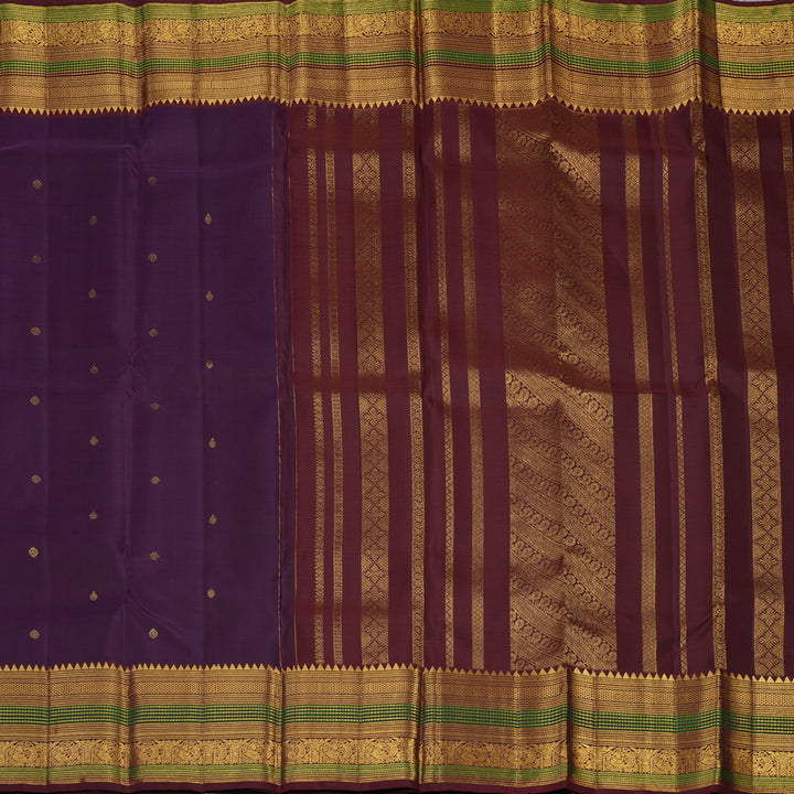 Hayagrivas Handloom Nagapazham Kanjivaram Silk Saree with Deep Snuff Border KBF136D10-5