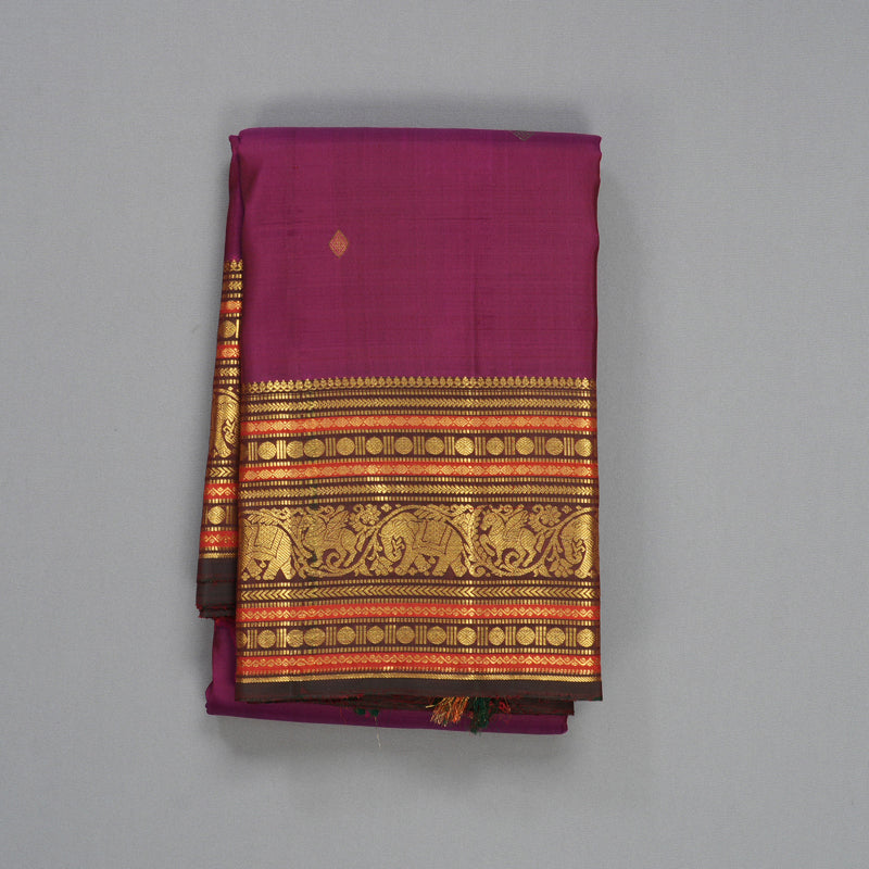 Hayagrivas Handloom Dark Rani Pink Kanjivaram Silk Saree with Border KBF136D10-9