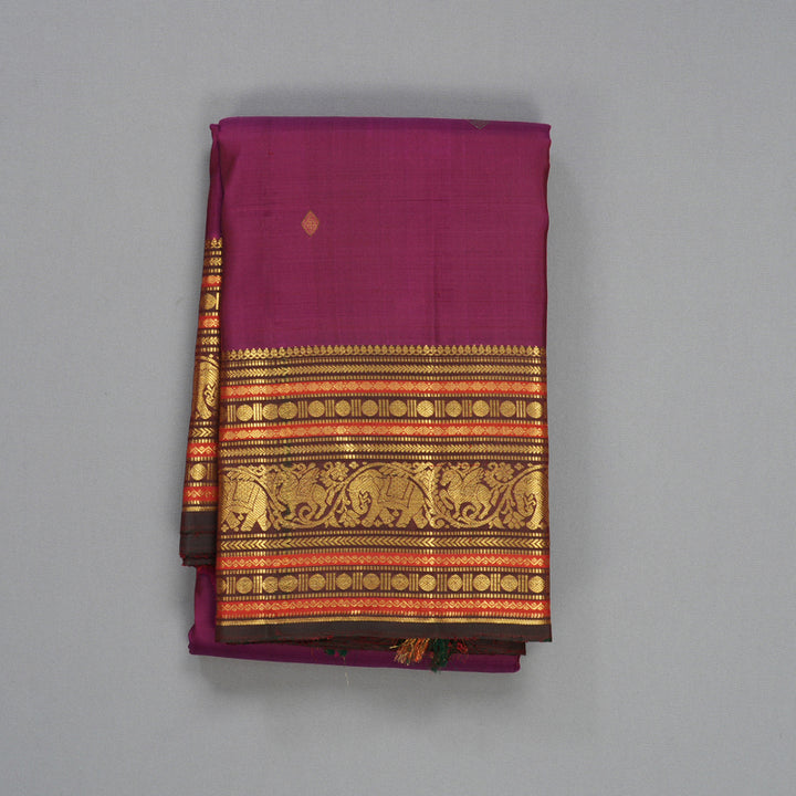 Hayagrivas Handloom Dark Rani Pink Kanjivaram Silk Saree with Border KBF136D10-9