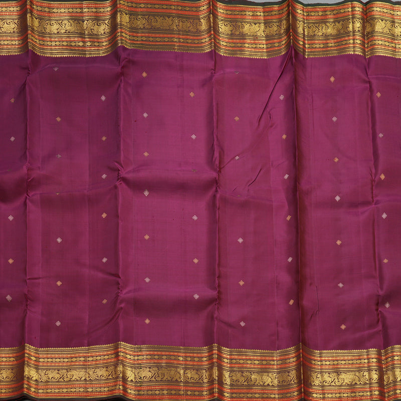 Hayagrivas Handloom Dark Rani Pink Kanjivaram Silk Saree with Border KBF136D10-9