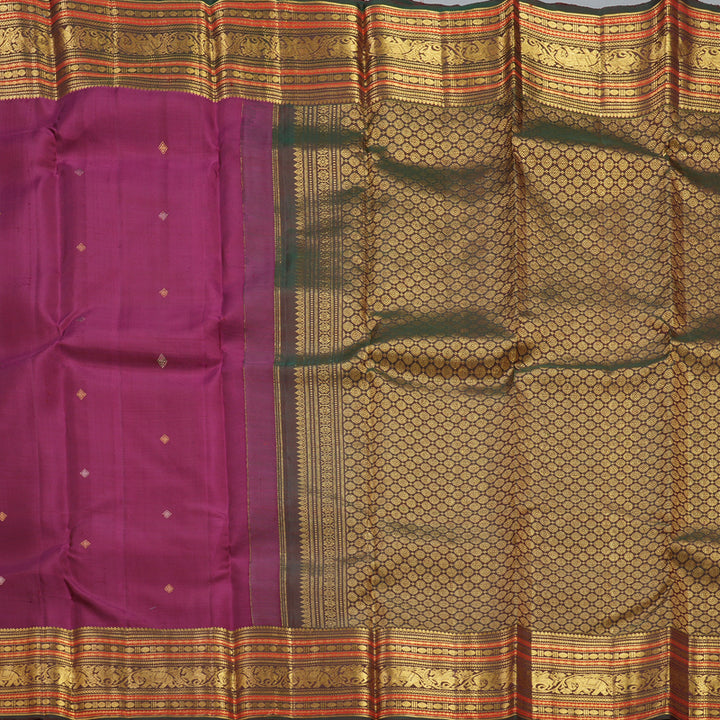 Hayagrivas Handloom Dark Rani Pink Kanjivaram Silk Saree with Border KBF136D10-9