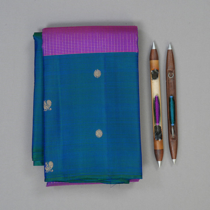 Hayagrivas Handloom Purple Kanjivaram Silk Saree with Mayilkazhuthu Border KBF136D11-3