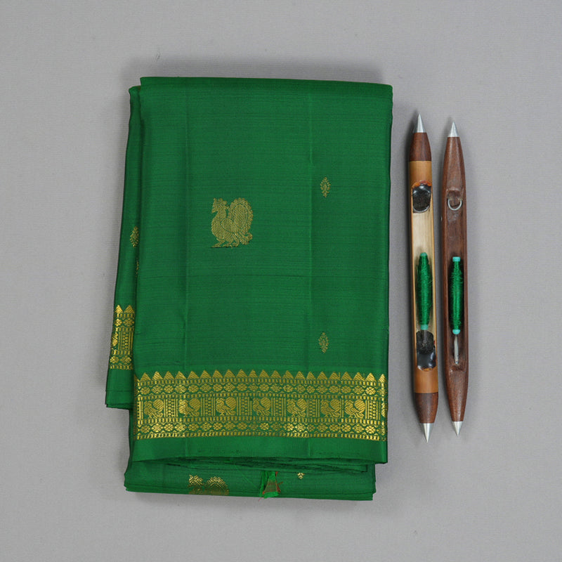Hayagrivas Handloom Green Kanjivaram Silk Saree KBF136D2-1