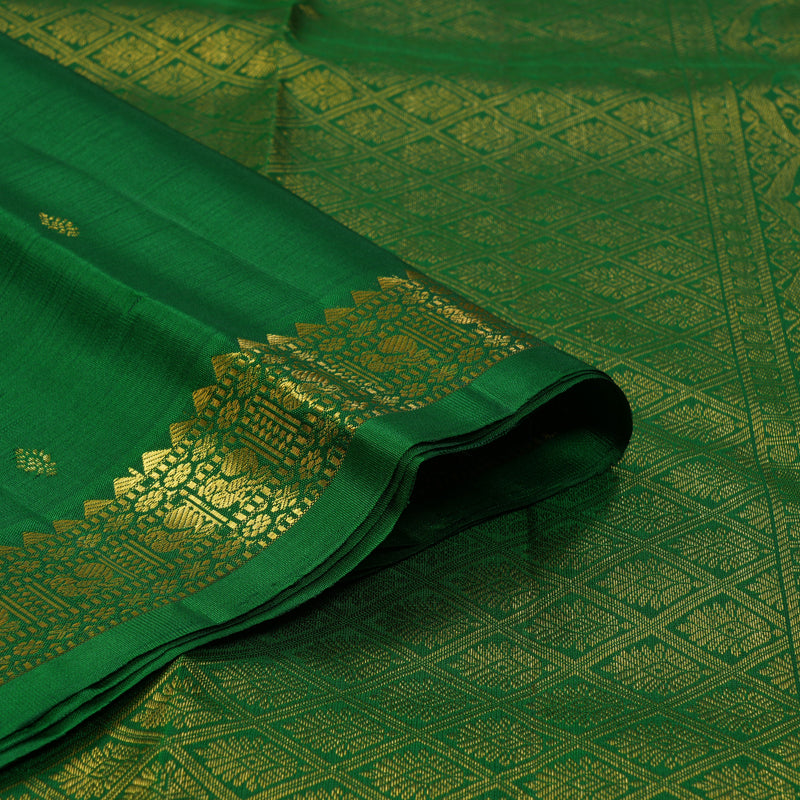 Hayagrivas Handloom Green Kanjivaram Silk Saree KBF136D2-1