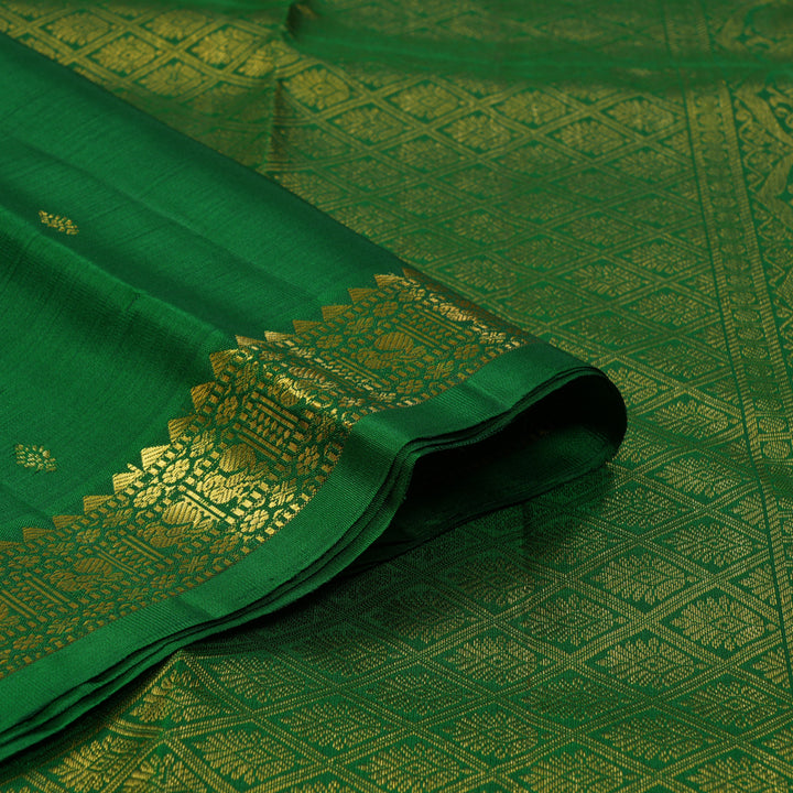 Hayagrivas Handloom Green Kanjivaram Silk Saree KBF136D2-1
