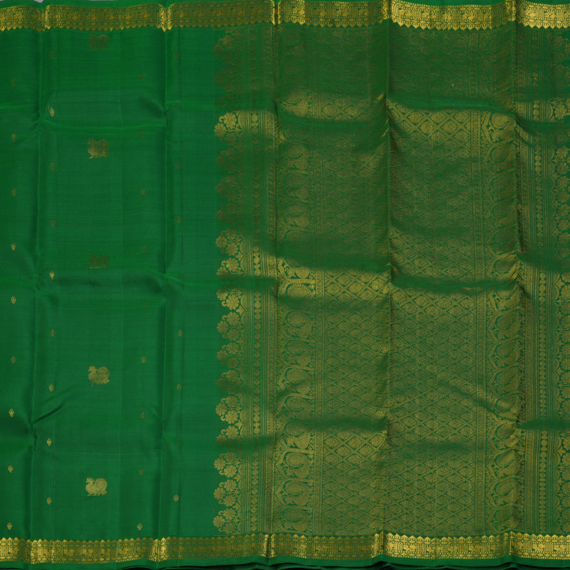 Hayagrivas Handloom Green Kanjivaram Silk Saree KBF136D2-1