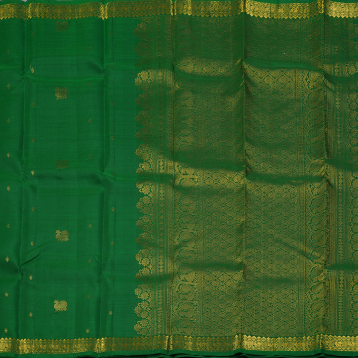 Hayagrivas Handloom Green Kanjivaram Silk Saree KBF136D2-1