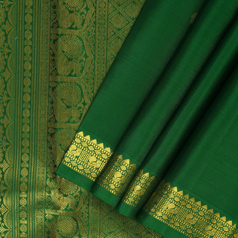 Hayagrivas Handloom Green Kanjivaram Silk Saree KBF136D2-1