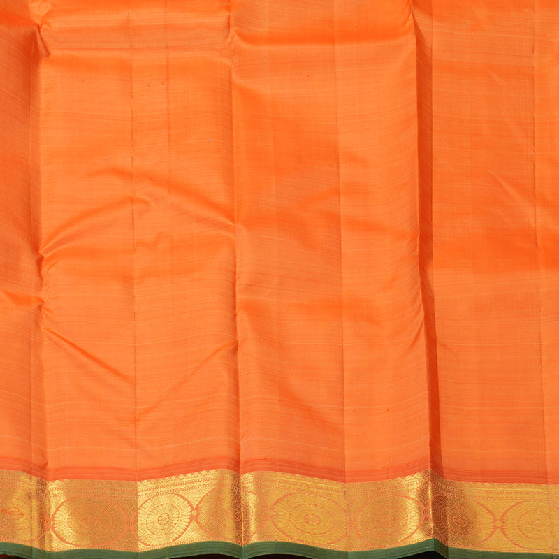 Hayagrivas Handloom Pale Yellow Kanjivaram Silk Saree with Orange Border KBF136D4-1
