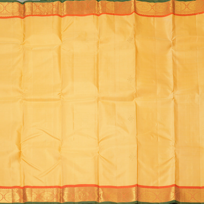Hayagrivas Handloom Pale Yellow Kanjivaram Silk Saree with Orange Border KBF136D4-1