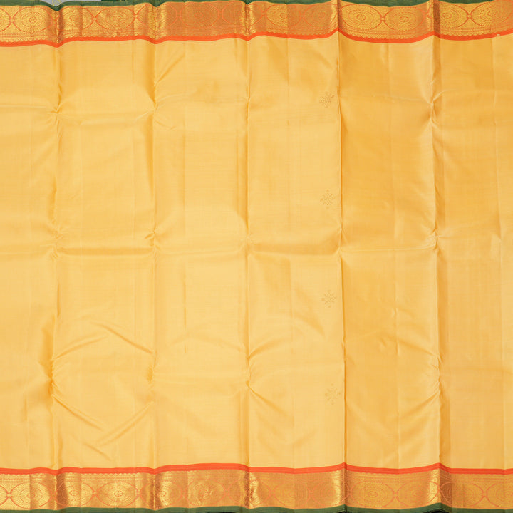 Hayagrivas Handloom Pale Yellow Kanjivaram Silk Saree with Orange Border KBF136D4-1