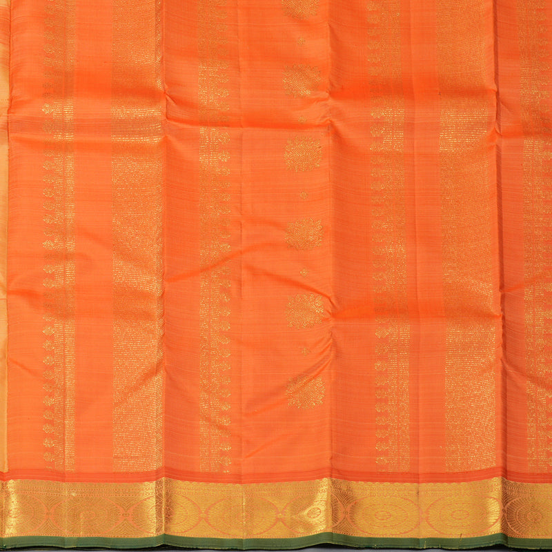Hayagrivas Handloom Pale Yellow Kanjivaram Silk Saree with Orange Border KBF136D4-1