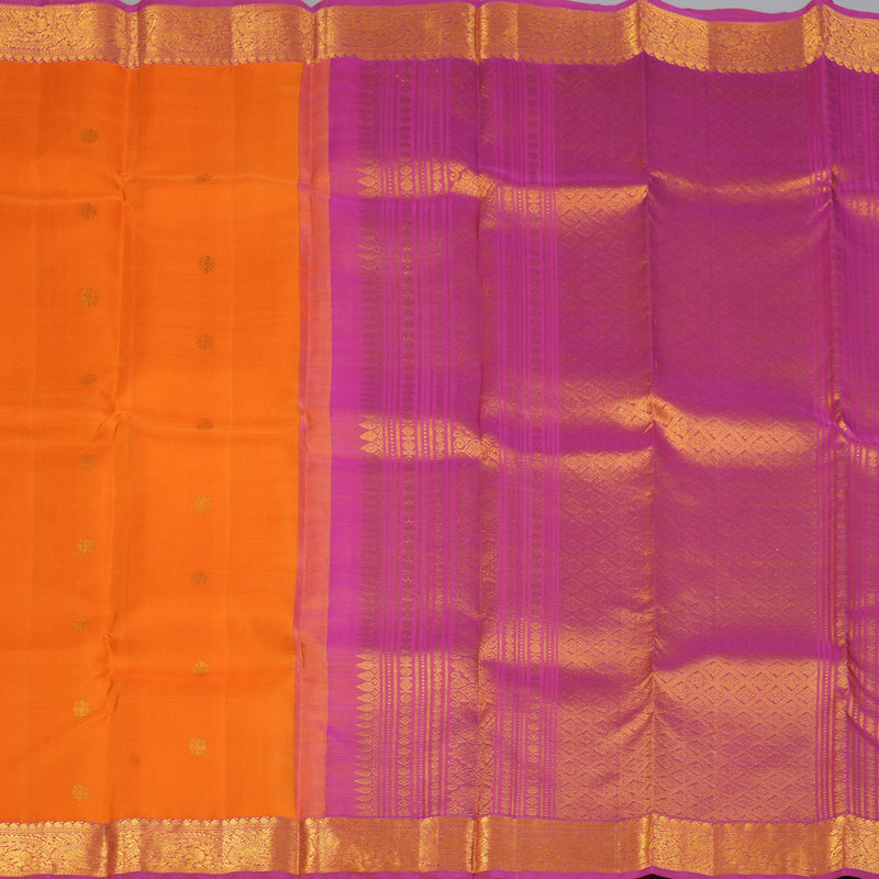 Hayagrivas Handloom Orange Kanjivaram Silk Saree with Pink Border KBF136D4-2