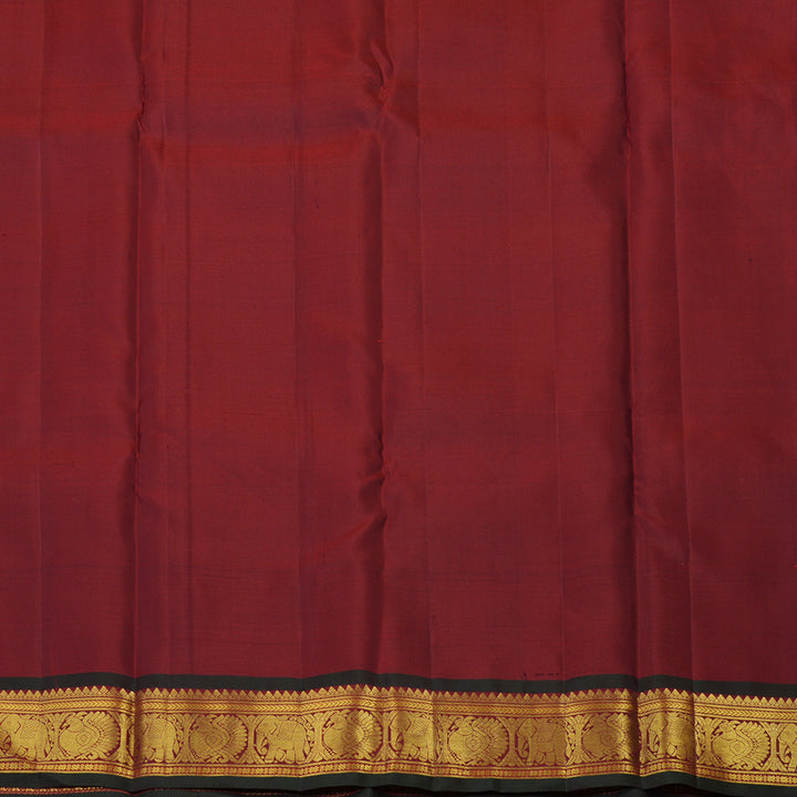 Hayagrivas Handloom Metallic Gold Kanjivaram Silk Saree with Maroon Border KBF136D5-2