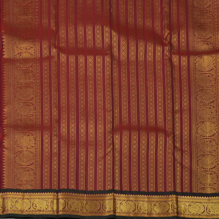 Hayagrivas Handloom Metallic Gold Kanjivaram Silk Saree with Maroon Border KBF136D5-2