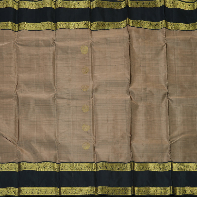 Hayagrivas Handloom Light Brown Kanjivaram Silk Saree with Black Border KBF136D6-2