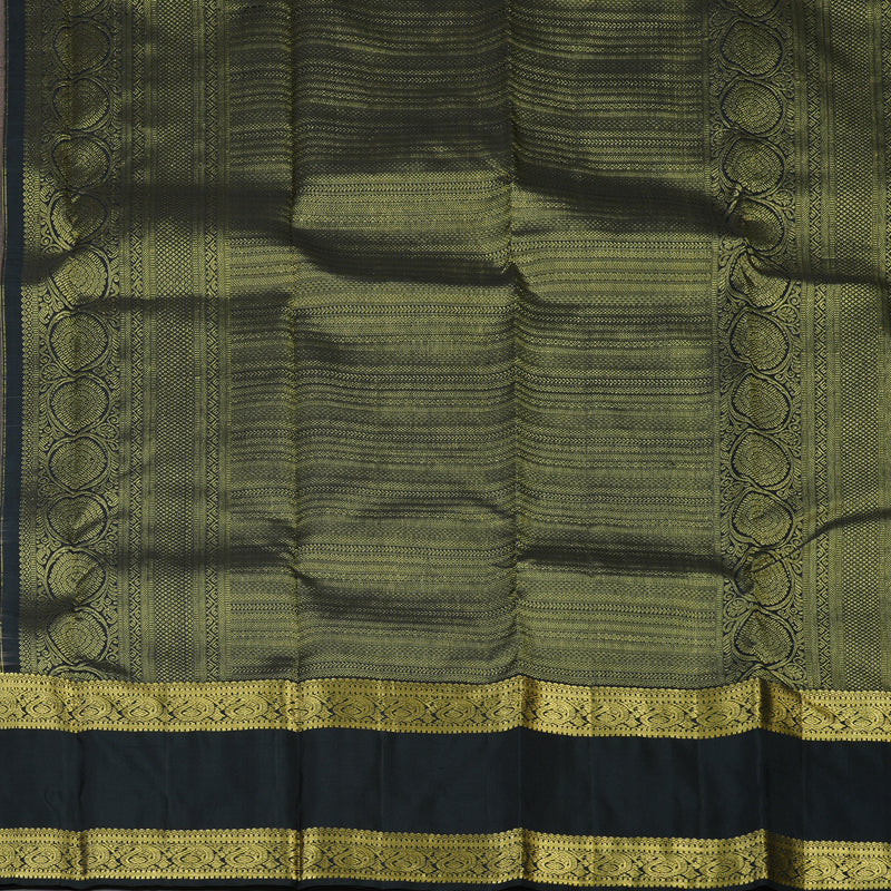 Hayagrivas Handloom Light Brown Kanjivaram Silk Saree with Black Border KBF136D6-2