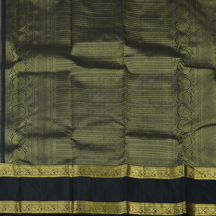 Hayagrivas Handloom Light Brown Kanjivaram Silk Saree with Black Border KBF136D6-2