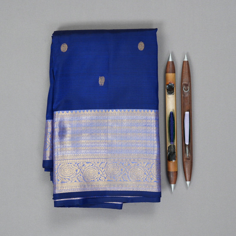 Hayagrivas Handloom Blue Kanjivaram Silk Saree KBF136D7-2