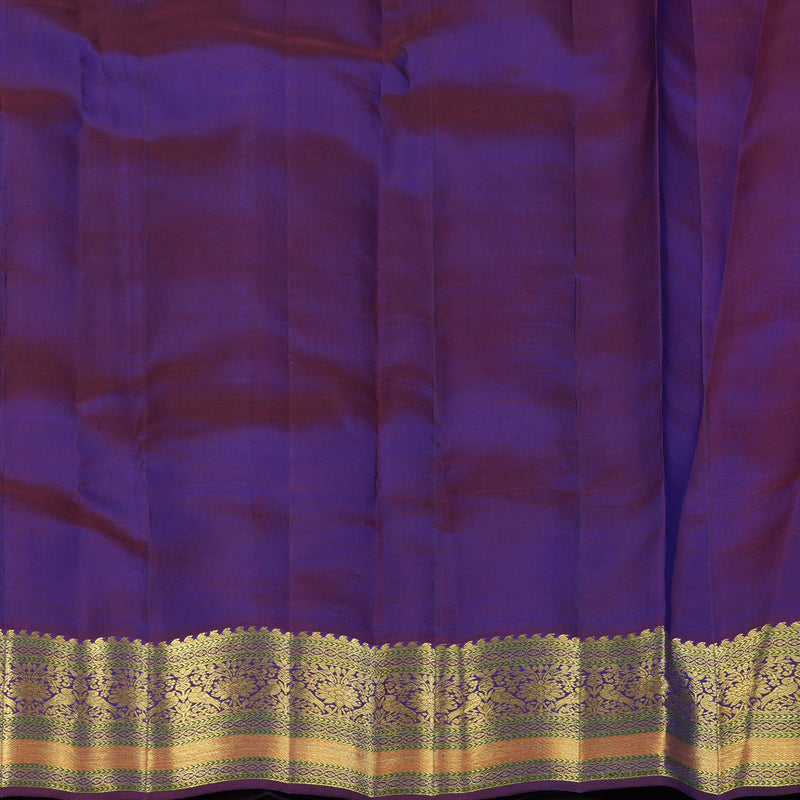 Hayagrivas Handloom Peacock Blue Kanjivaram Silk Saree with Violet Border KBF136D7-4