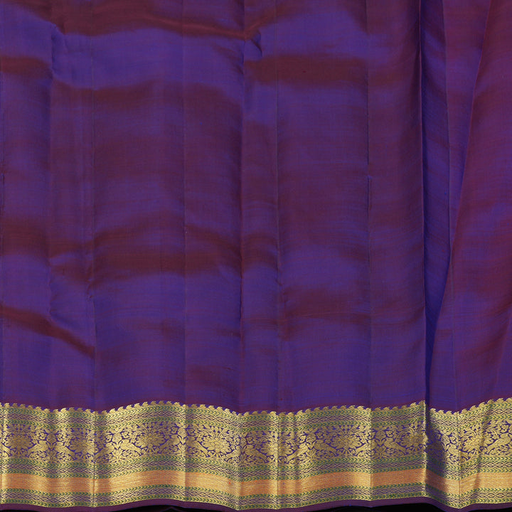 Hayagrivas Handloom Peacock Blue Kanjivaram Silk Saree with Violet Border KBF136D7-4