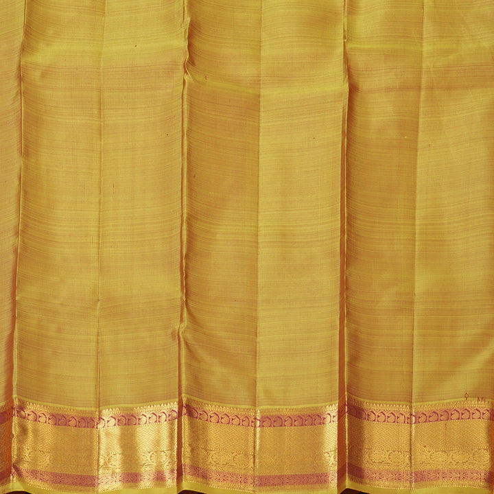 Hayagrivas Handloom Rust Kanjivaram Silk Saree with Sampanga Green Border KBF136D7-5