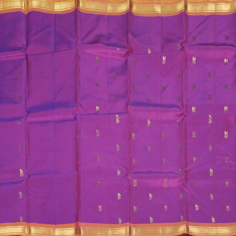 Hayagrivas Handloom Purple Kanjivaram Silk Saree with Golden-Pink Border KBF137D10-11