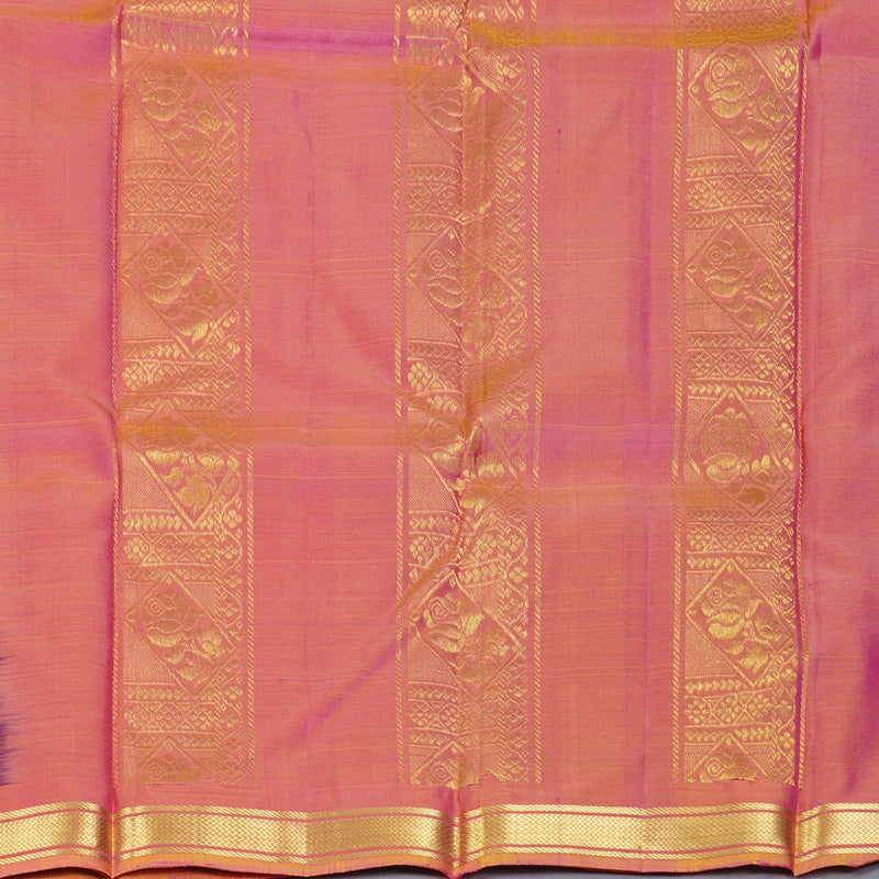 Hayagrivas Handloom Purple Kanjivaram Silk Saree with Golden-Pink Border KBF137D10-11