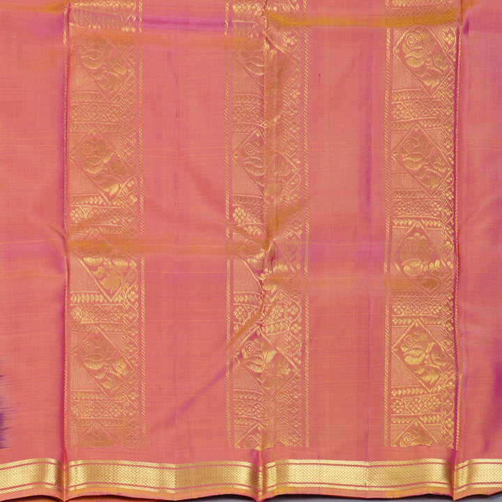 Hayagrivas Handloom Purple Kanjivaram Silk Saree with Golden-Pink Border KBF137D10-11