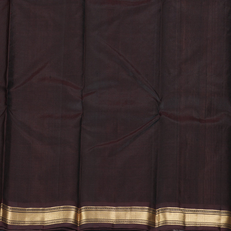 Hayagrivas Handloom Rust Brown Kanjivaram Silk Saree with Dark Brown Border KBF137D10-14