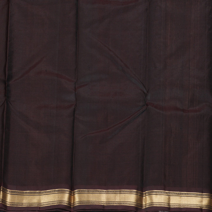 Hayagrivas Handloom Rust Brown Kanjivaram Silk Saree with Dark Brown Border KBF137D10-14