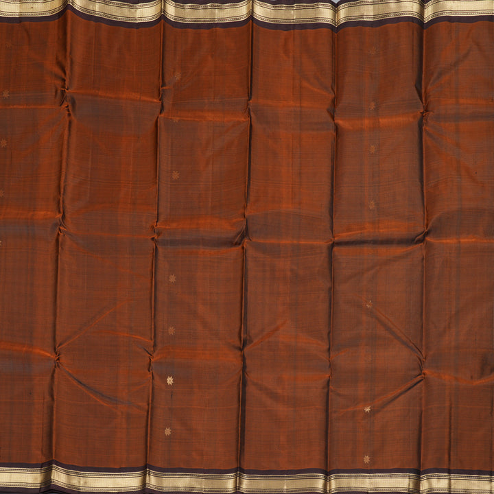 Hayagrivas Handloom Rust Brown Kanjivaram Silk Saree with Dark Brown Border KBF137D10-14