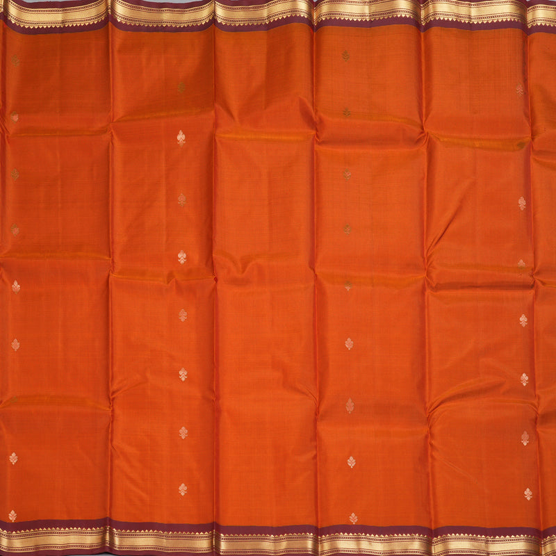 Hayagrivas Handloom Rust Orange Kanjivaram Silk Sarees with Maroon Border KBF137D10-16