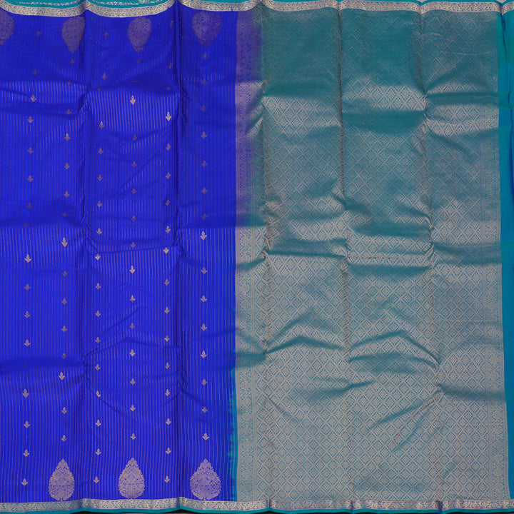 Hayagrivas Handloom MS Blue Kanjivaram Silk Saree KBF137D13-9