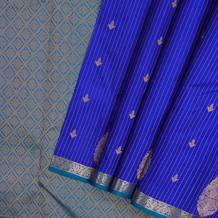 Hayagrivas Handloom MS Blue Kanjivaram Silk Saree KBF137D13-9