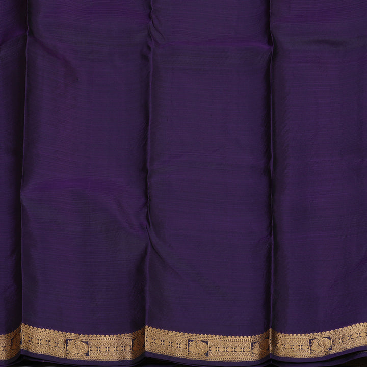 Hayagrivas Handloom Mehandi Green Kanjivaram Silk Saree with Deep Violet Border KBF137D3-23