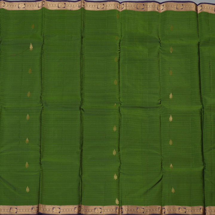 Hayagrivas Handloom Mehandi Green Kanjivaram Silk Saree with Deep Violet Border KBF137D3-23