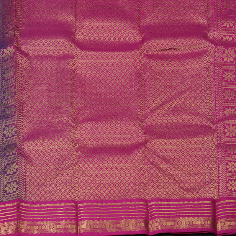 Hayagrivas Handloom Navy Blue Kanjivaram Silk Saree with Purple Border KBF137D8-1