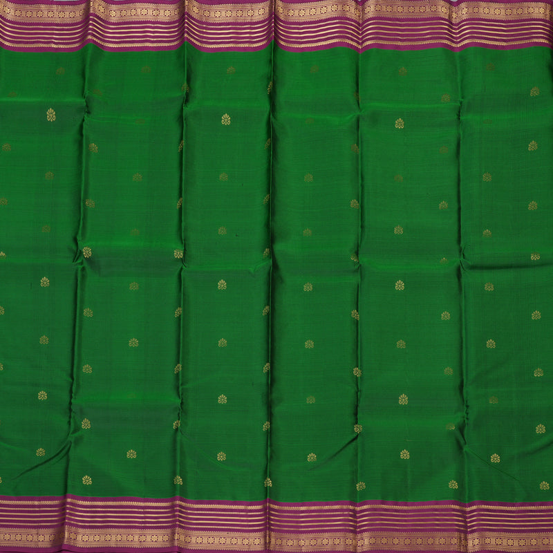 Hayagrivas Handloom Green Kanjivaram Silk Saree with Purple Border KBF137D8-3
