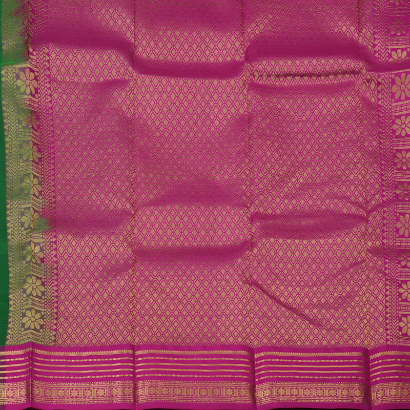 Hayagrivas Handloom Green Kanjivaram Silk Saree with Purple Border KBF137D8-3