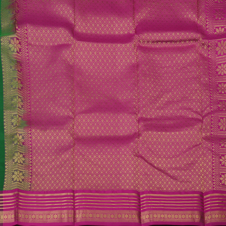 Hayagrivas Handloom Green Kanjivaram Silk Saree with Purple Border KBF137D8-3