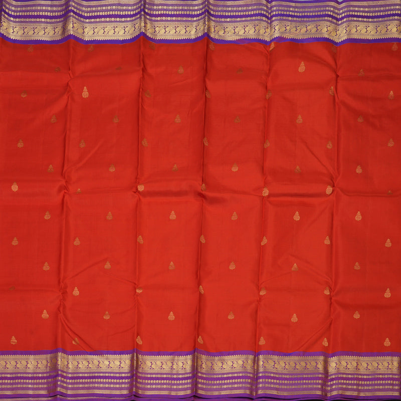 Hayagrivas Handloom Red Kanjivaram Silk Saree with Purple Border KBF137D9-13